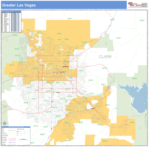 Greater Las Vegas Zip Code Wall Map